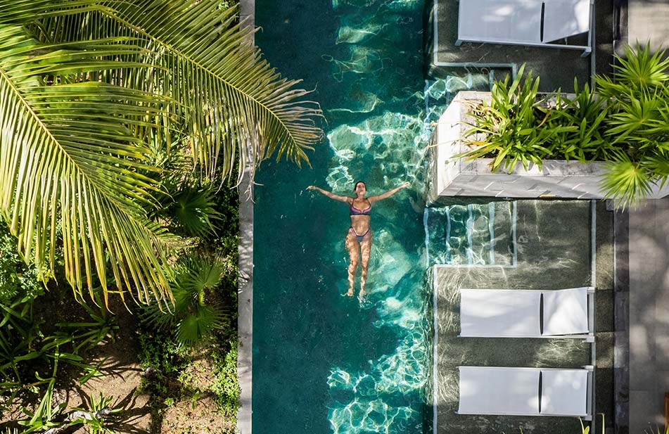 woman swimming in pool